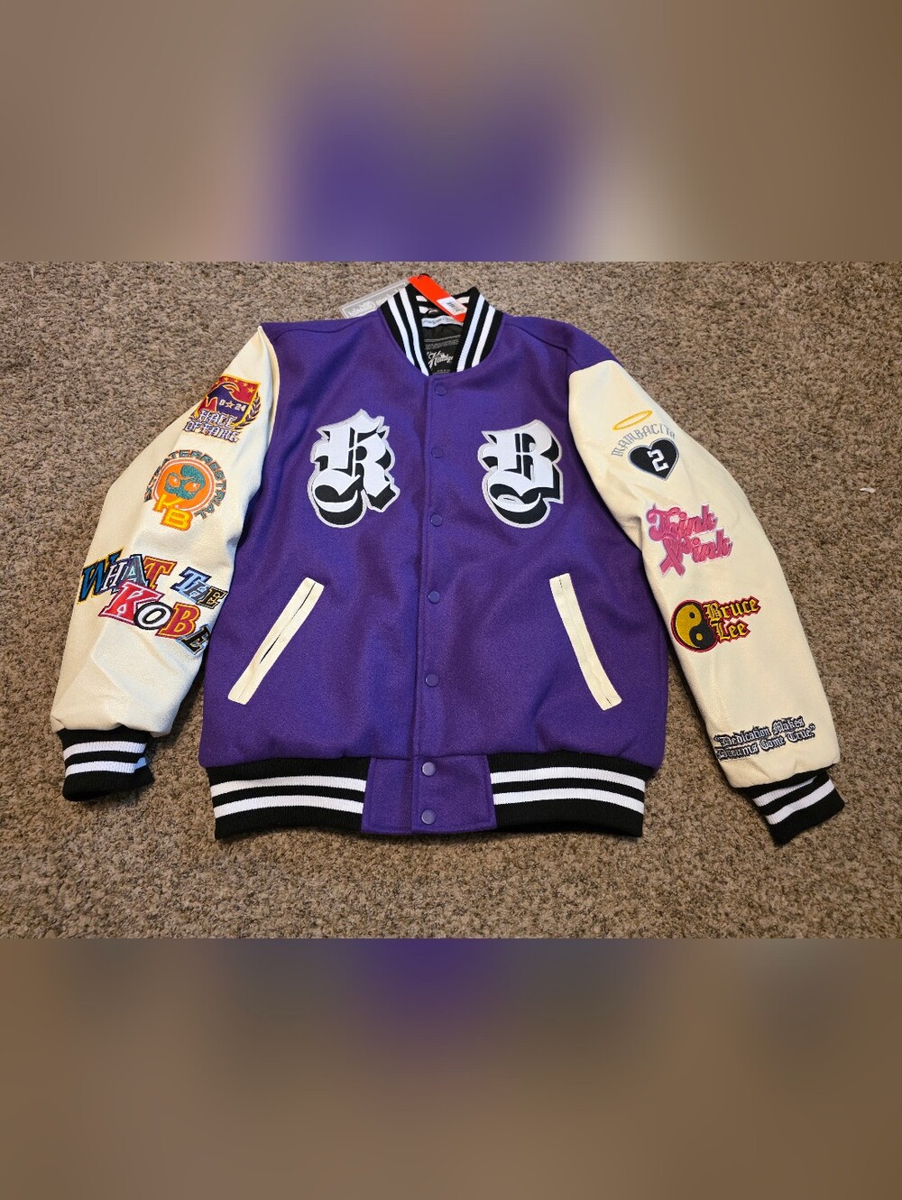 Purple Varsity Jacket with Ivory Sleeves - Brand